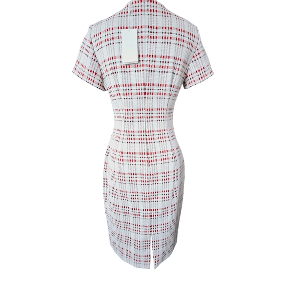 Boss by Hugo Boss Decka Dress Size 6 Plaid Sheath Round Neck Short Sleeve NWT - Picture 3 of 12